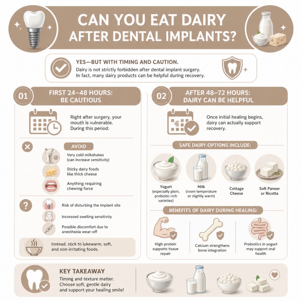 can you eat dairy after dental implants