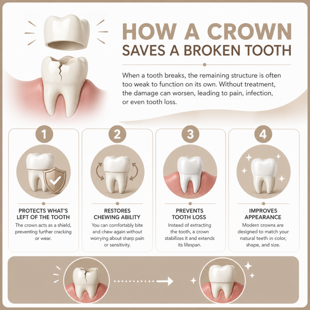 how crown saves a broken tooth